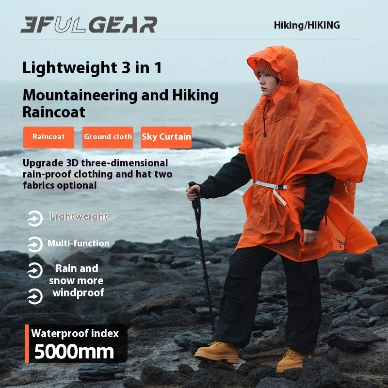 Camping Rain Poncho - 3F UL GEAR Impermeabile Ultraleggero da