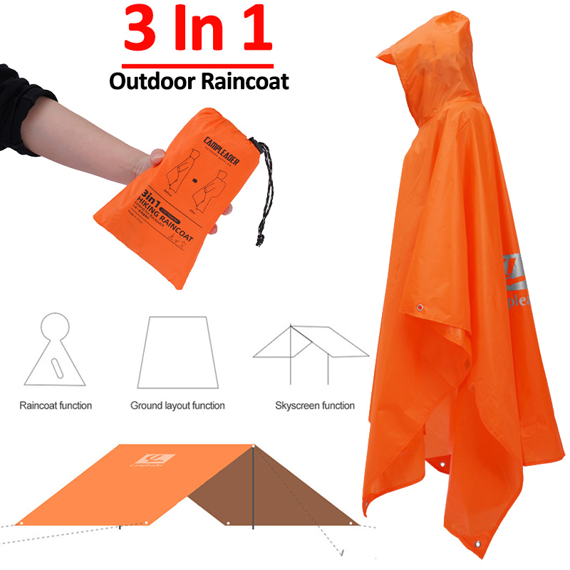 Camping Rain Poncho - Impermeabile da esterno 3 in 1