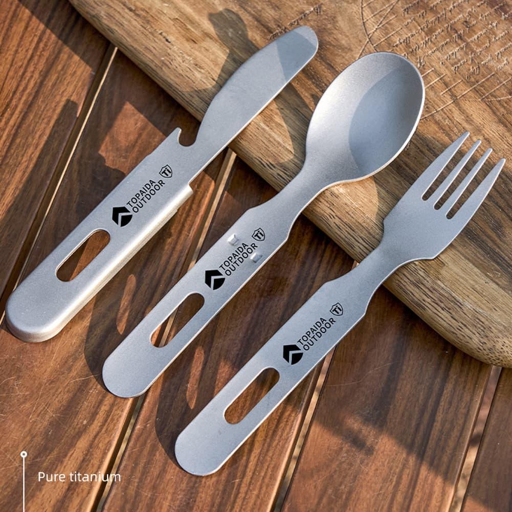 Outdoor Camping Dining Set - Set 3 in 1 Forchetta, Cucchiaio