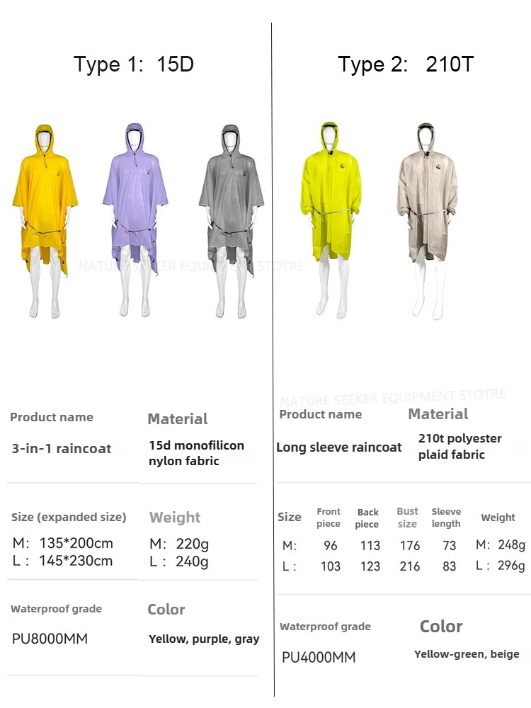 15D/210T Impermeabile Impermea - Camping Rain Poncho recensione e prezzo